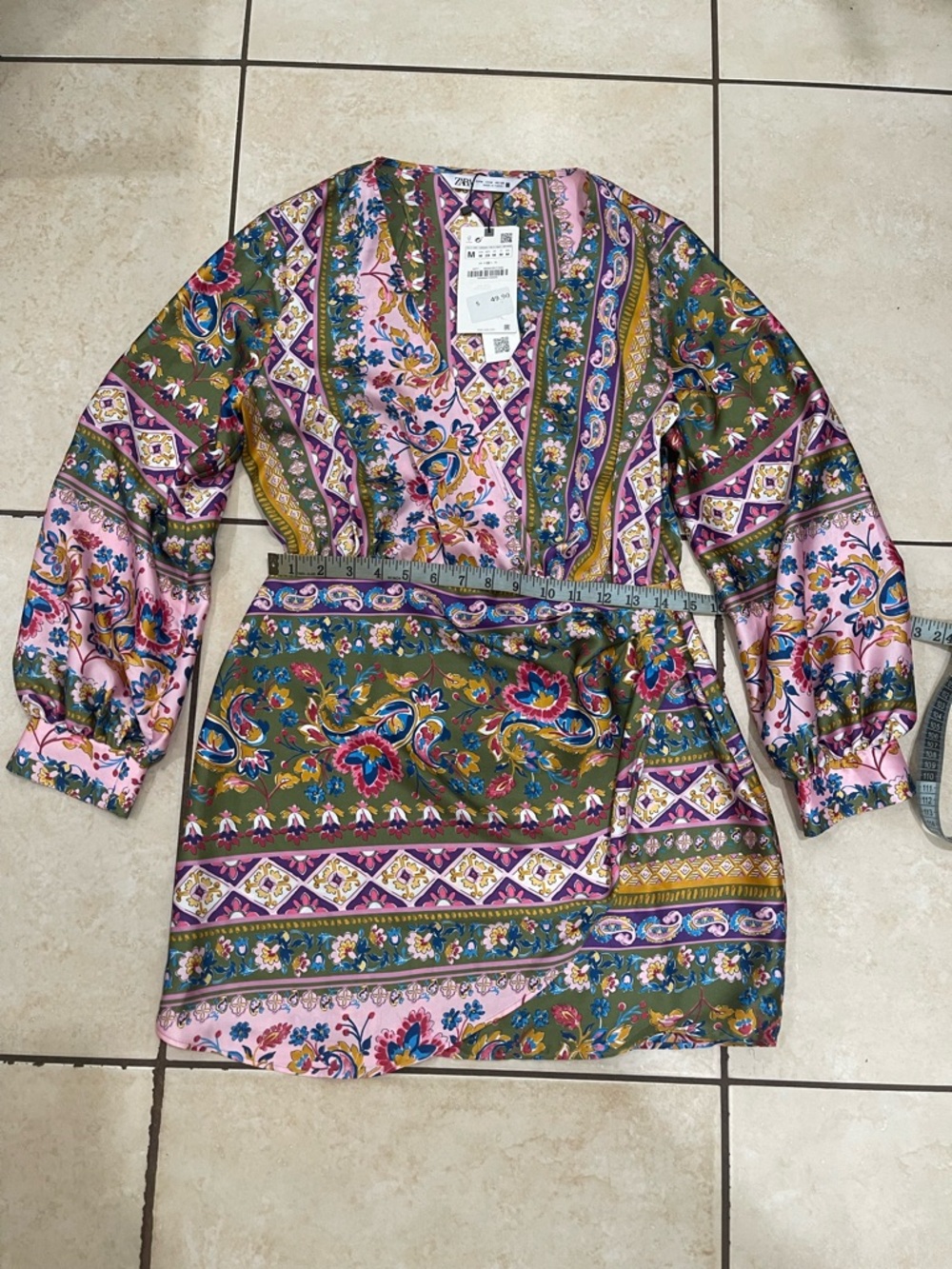 Zara Satin Mini wrap Dress. New With Tags. - Picture 4 of 5